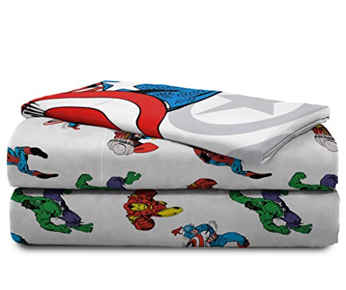 Jay Franco Marvel Avengers Comic Cool 5 Piece Twin Bed Set - Includes Comforter & Sheet Set - Bedding Features Captain America, Spiderman, Iron Man, Hulk, & Thor - Super Soft Jay Franco
