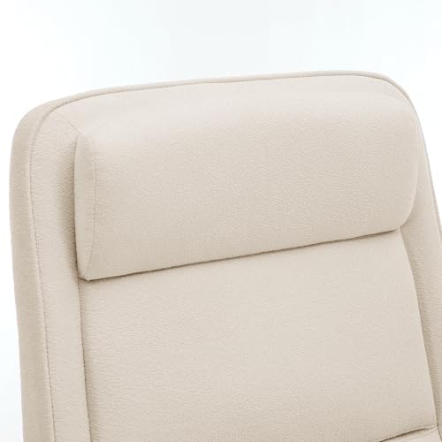 COLAMY Cocoon Modern Executive High Back Home Office Chair, Upholstered Desk Chair with Wheels, Vanity Chair with Head and Lumbar Support, Armrest (Beige) COLAMY