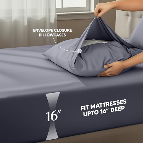 Utopia Bedding Queen Size Sheet Set – 4 Piece Bed Sheets, Soft and Breathable Microfiber, Includes 1 Fitted Sheet, 1 Flat Sheet and 2 Pillowcases – Oeko Tex (Grey) Utopia Bedding