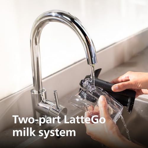 PHILIPS 4400 Series Fully Automatic Espresso Machine – 12 Hot & Iced Coffees, Quick-to-Clean LatteGo Milk System, SilentBrew, QuickStart, Ceramic Grinder, Black Chrome (EP4444/90) Philips Kitchen Appliances