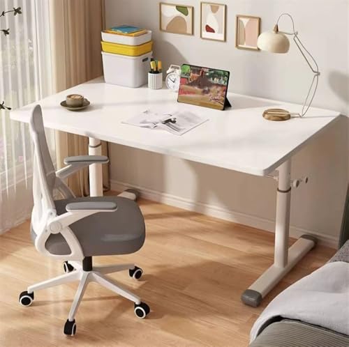 VyhPJg Manual Crank Standing Desk, Adjustable Desk, Computer Desk, Sit-Stand Study Desk, Hand Lifting Writing Desk, Study Table for Bedroom, Living Room, Office(White,31.5X23.6IN) VyhPJg