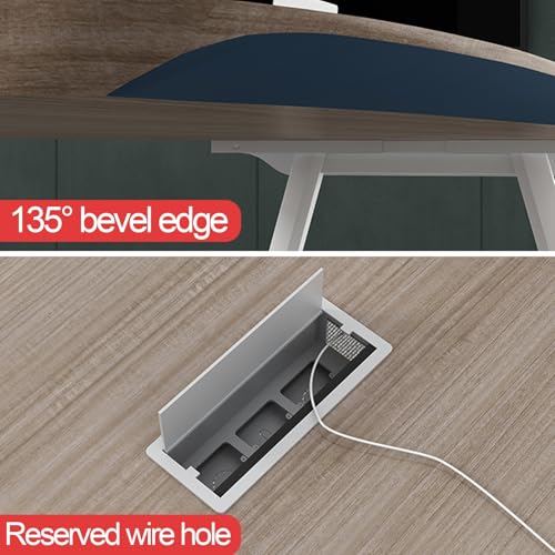 HOLGVE Conference Table, 9FT Seminar Desk, Office Meeting Table for 10, White Metal Frame, Large Rectangle Training Table HOLGVE