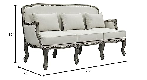Acme Furniture Upholstered Sofa with Nailhead Trim, Cream and Brown Acme
