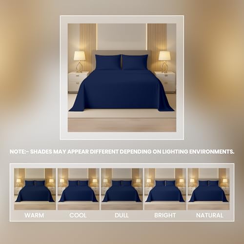Kotton Culture 4 Pc Full Sheet Set - 1000 Thread Count 100% Egyptian Cotton Premium Hotel Luxury Bedding - Sateen Weave Soft Cooling Durable Bedsheet - 16" Deep Pocket Sheets - Navy Blue Kotton Culture