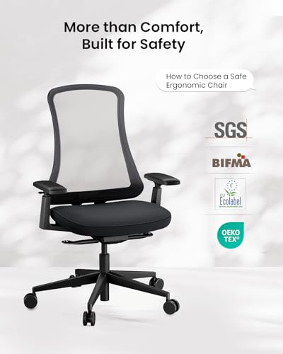 ProtoArc Ergonomic Office Chair - Flexer Computer Chair, Foam Cushion Sliding Seat, Breathable Mesh from Wintex, 125° Reclining Swivel Desk Chairs for Home, Office & Study - Black ProtoArc