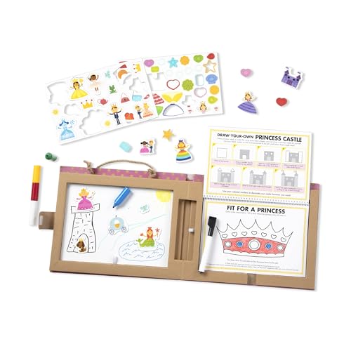 Melissa & Doug Natural Play: Play, Draw, Create Reusable Drawing & Magnet Kit – Princesses (54 Magnets, 5 Dry-Erase Markers) - FSC Certified Melissa & Doug