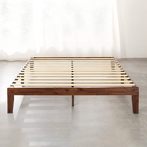 Mellow Naturalista Classic - 12 Inch Solid Wood Platform Bed with Wooden Slats, No Box Spring Needed, Easy Assembly, Queen, Espresso Mellow