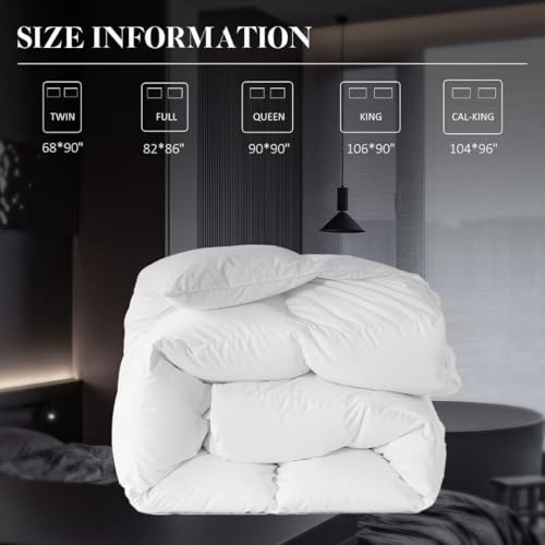 WhatsBedding Feather Down Fiber Comforter King Size,Duvet Insert King Filled with Feather and Down Fiber, All Season White Luxury Bed Comforter,Ultra Soft 100% Cotton 106"x90" WhatsBedding