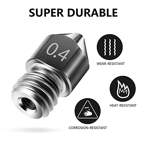 Creality 5 Packs Hardened Steel MK8 Nozzle for 3D Printers with High Temperature Resistance Upgraded Tungsten All Metal Nozzle Ends for Makerbot Ender 3 Ender-3 pro S1 CR-10 Series Creality