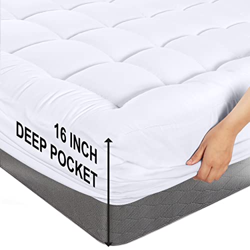 Utopia Bedding Queen Mattress Pad, Quilted Fitted Premium Mattress Protector, Deep Pocket Cover Stretches up to 16 Inches, Fluffy Pillow Topper (60x80 Inches, White) Utopia Bedding