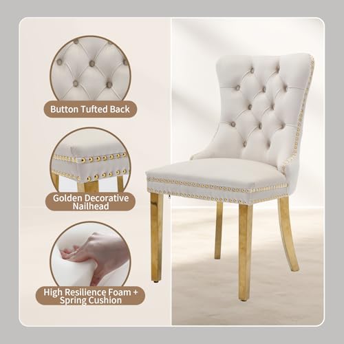 Shenyon Modern Dining Table Set for 6, White Faux Marble Glass Dining Room Set, 71” Rectangular Kitchen Table with 6 Beige Velvet Dining Chairs, Kitchen & Dining Room Set Shenyon