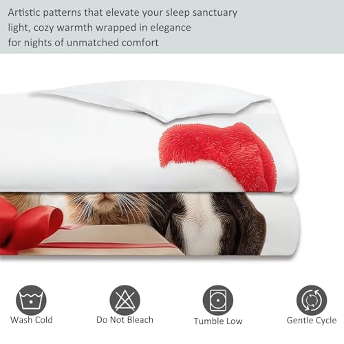 Double-Sided Printed Bedding with Minimalist Christmas Animals - Ultra-Soft Microfiber Duvet Cover Set Single Durable Zipper Closure, Comfortable Quilt Cover for Bedroom Décor White Generic