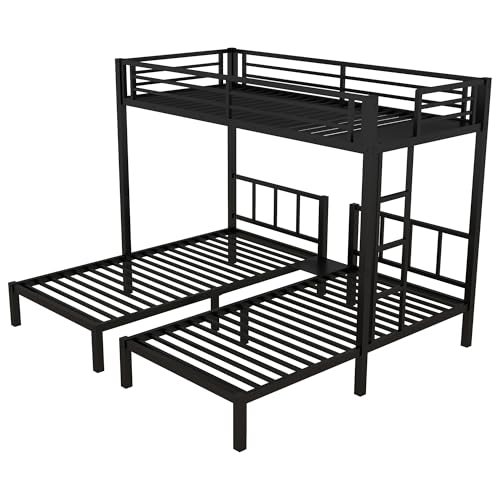 Bellemave Twin Triple Bunk Bed for Kids, Adults, Teens, Metal Bunk Beds for 3 Kids, Triple bunk beds(Heavy Metal, Black) Bellemave