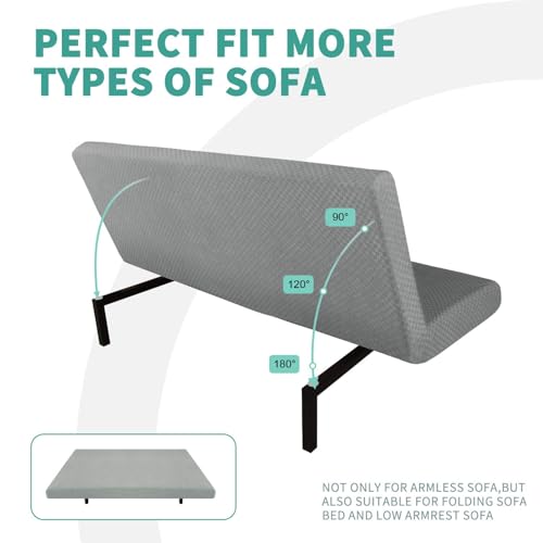 YEMYHOM Futon Cover Latest Jacquard Design High Stretch Armless Sofa Bed Slipcover Anti-Slip Furniture Protector with Elastic Bottom (Futon, Light Gray) YEMYHOM