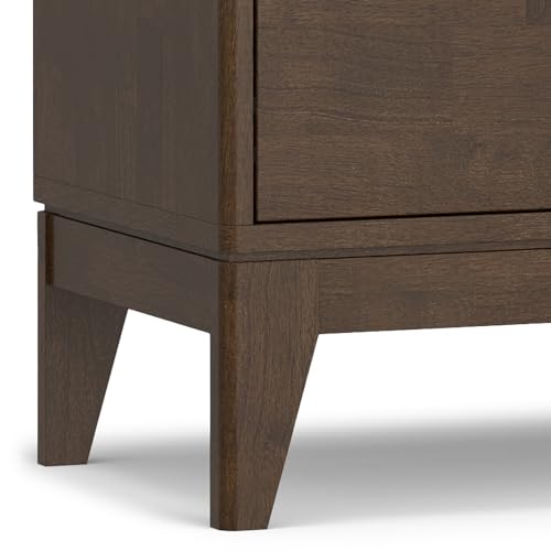 SIMPLIHOME Harper Solid Hardwood Wide Mid Century Modern Media Stand for TVs up to 80 inches for The Living Room and Entertainment Center, 72 inch, Walnut Brown SIMPLIHOME