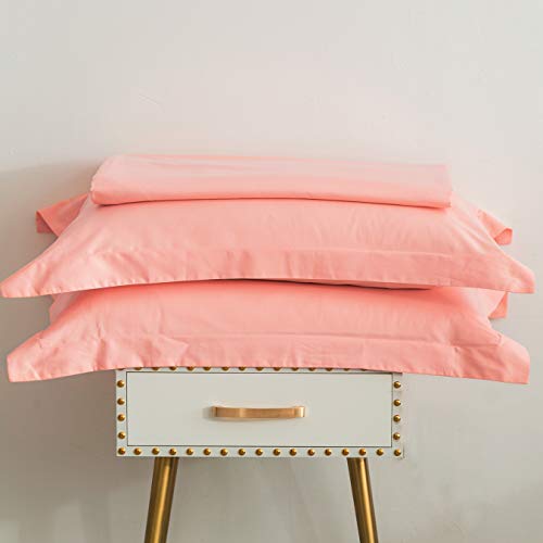 SUSYBAO 100% Cotton Duvet Cover Twin 2 Pcs Set 1 Princess Single Pink Duvet Cover with Zipper Ties 1 Pillow Sham Solid Color Peach Pink Bedding Set Soft Breathable SUSYBAO