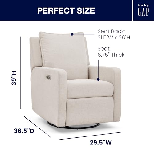 babyGap Harlowe Power Recliner with USB-A and Type-C Ports by Delta Children - Greenguard Gold Certified – Stain-Resistant Performance Fabric is Oeko-TEX Standard 100 Certified, Sand