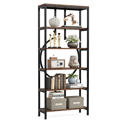 Tribesigns 70.9 Inch Vintage Industrial 6-Tier Bookshelf with Open Shelves and Sturdy Metal Frame Tribesigns