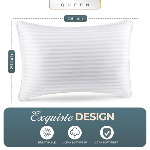 Utopia Bedding Bed Pillows for Sleeping Queen Size (White), Set of 2, Down Alternative Pillow for Sleeping, Cooling Hotel Quality Pillow Set for Back, Stomach or Side Sleepers Utopia Bedding