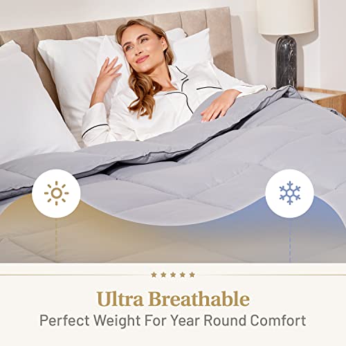 Lavish Comforts® Gray King Comforter – Fluffy Down Alternative Duvet Insert, Light Gray Comforter, All-Season Bedding, Hypoallergenic, Machine Washable, King Duvet Insert w/Corner Loops Lavish Comforts