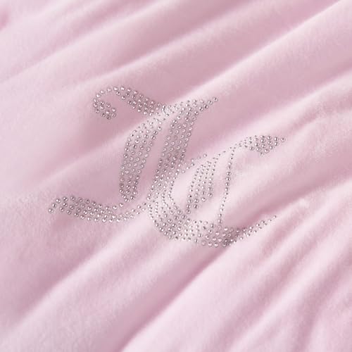 Juicy Couture Marshmallow Pink Velour King Comforter Set - 3 Piece Luxury Bedding Ensemble Juicy Couture