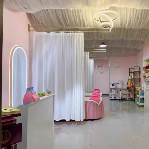 GODNOEI U-Shape Room Divider Privacy Partition Curtains Metal Support Wall Mounted Curtains for Fitting Room Beauty Salon Bedroom Hospital SPA (7.2ft Black) GODNOEI