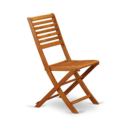 East West Furniture DEBS7CWNA 7-Piece Modern Set-6 Foldable Chairs Ladder Back and Outdoor Coffee Table and Rectangle Top with Wooden 4 Legs-Natural Oil Finish East West Furniture