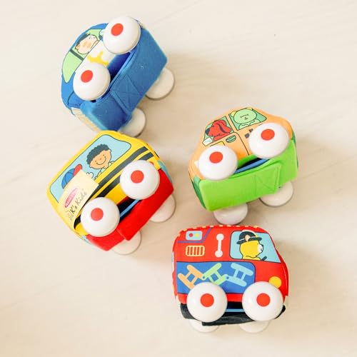 Melissa & Doug K's Kids Pull-Back Vehicle Set - Soft Baby Toy Set With 4 Cars and Trucks and Carrying Case - Pull Back Cars, Toys For Babies And Toddlers Melissa & Doug