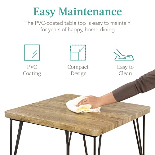Best Choice Products 3-Piece Dining Set Modern Dining Table Set, Metal and Wood Square Dining Table for Kitchen, Dining Room, Dinette, Breakfast Nook w/ 2 Chairs - Brown Best Choice Products