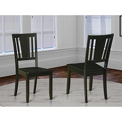 East West Furniture DUC-BLK-W Dudley Dining Room Chairs - Slat Back Solid Wood Seat Chairs, Set of 2, Black East West Furniture