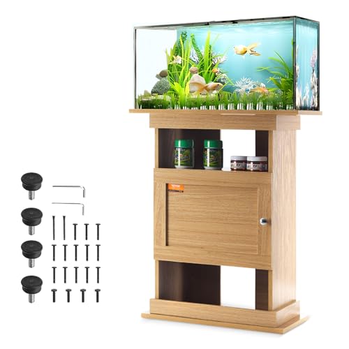 VEVOR Aquarium Stand, 20 Gallon Fish Tank Stand, 25.2 x 15.7 x 28.3 in MDF Turtle Tank Stand, 167.6 lbs Load Capacity, Reptile Tank Stand with Storage, Cabinet and Hardware Kit, Basswood Color VEVOR