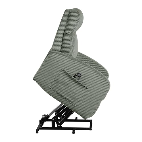 Lexicon Power Lift Recliner Chair for Elderly with Remote Control, Gentle Lift Motion, Side Pocket Armrest, Corduroy Upholstered Electric Recliner for Living Room/Bedroom, Easy Assembly, Green