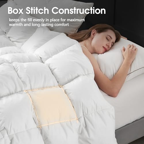 CYMULA Twin Size Feather Down Comforter - All Season White Duvet Insert, Lightweight Box Stitched, Fluffy Breathable, Ultra Soft Quiet Hotel Style with 8 Tabs(68" x 90") CYMULA