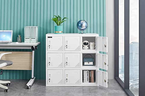 MAYROY Metal Locker Office Storage Locker Home Steel Locker School Storage Organizer, Storage Cabinet for Kids Students Employee (W9D) (Full White) MAYROY