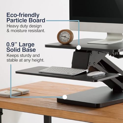 Desky Zero Adjustable Desk Riser – 6.3"–17.3" Height Adjustable Sit-Stand Workstation – Ergonomic Desktop Lift – Black Desky
