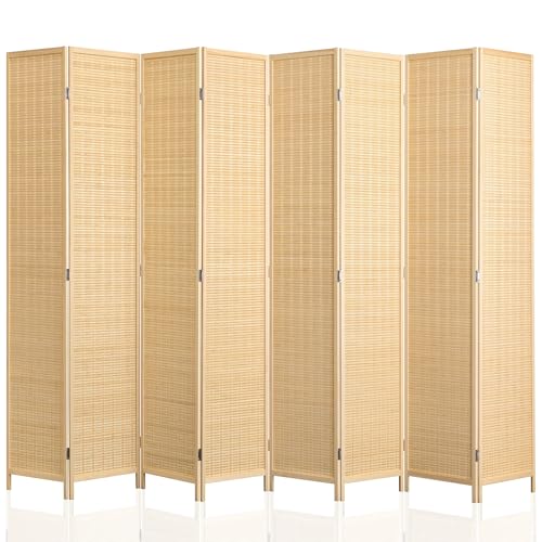 WelFurGeer 8 Panel Bamboo Room Divider, Folding Privacy Screen for Room Separation, Natural Wood Room Partitions and Dividers, Patio Privacy Panels, Decorative Wall Divider for Home, Office, Studio WelFurGeer