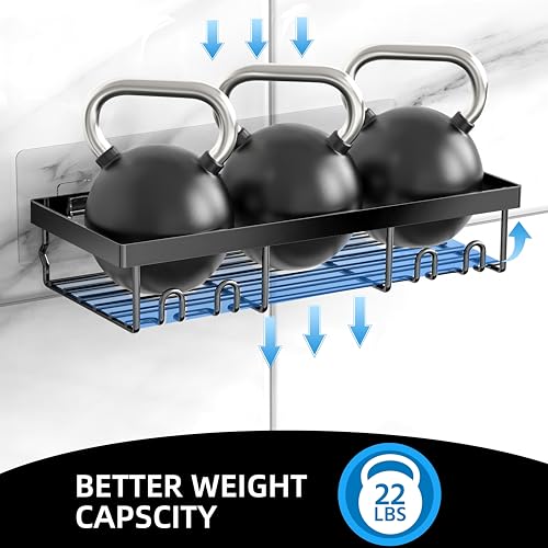 Moforoco 3-Pack Shower Caddy Basket Shelf with Soap Holder, No Drilling Traceless Adhesive Shower Wall Shelves, Rustproof Black Bathroom Shower Storage Organizer Moforoco
