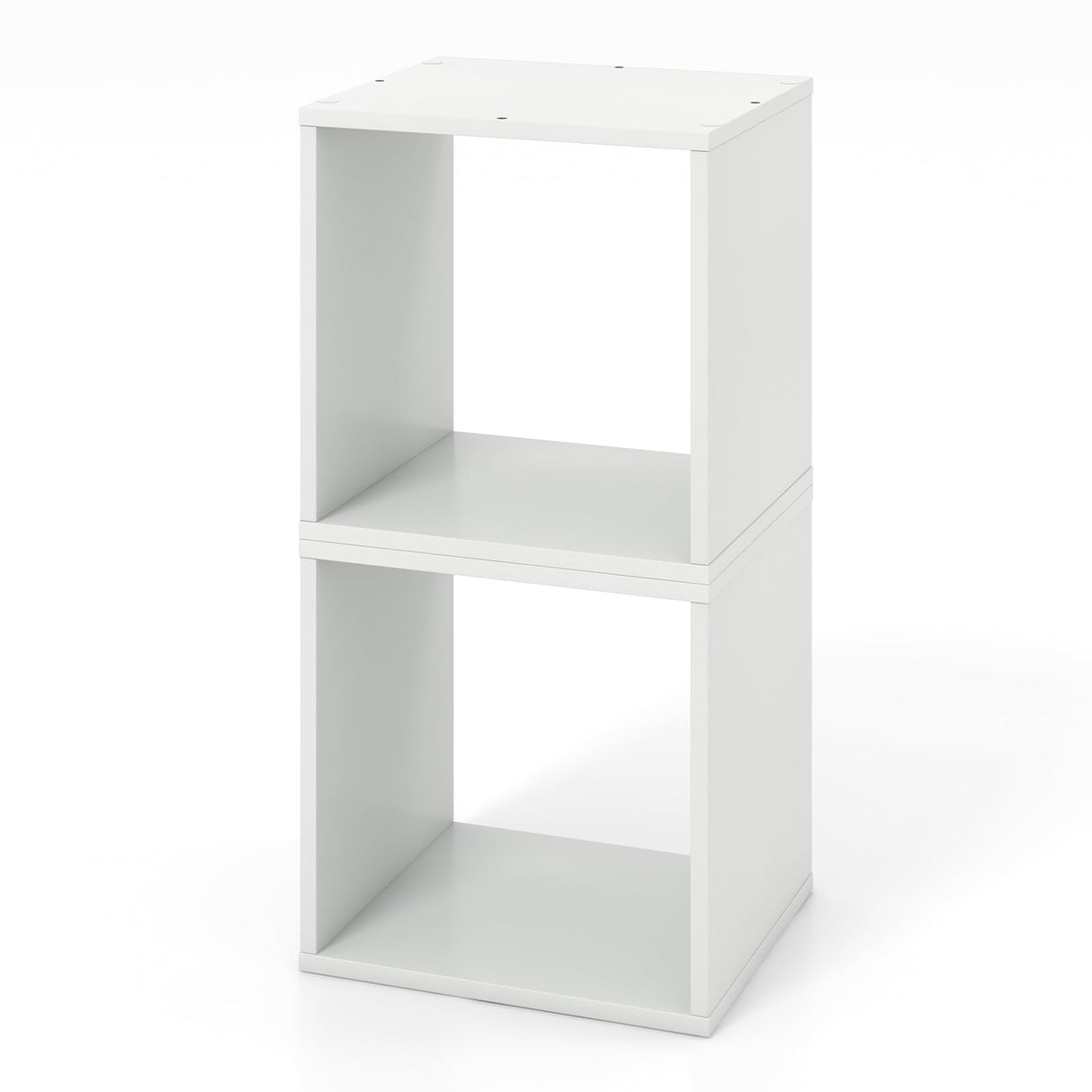 Giantex 2-Tier White Cube Bookshelf Organizer with Stable Stacking Design Giantex
