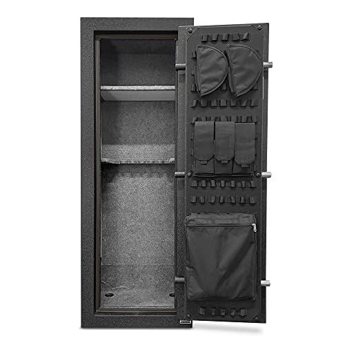 Stealth EGS14 Essential Gun Safe, Fireproof for 30 Minutes, Fits up to 14 Long Guns & Pistols, Adjustable Door Panel Organizer, California DOJ Approved, Internal Power Outlet, Durable Black Paint Stealth