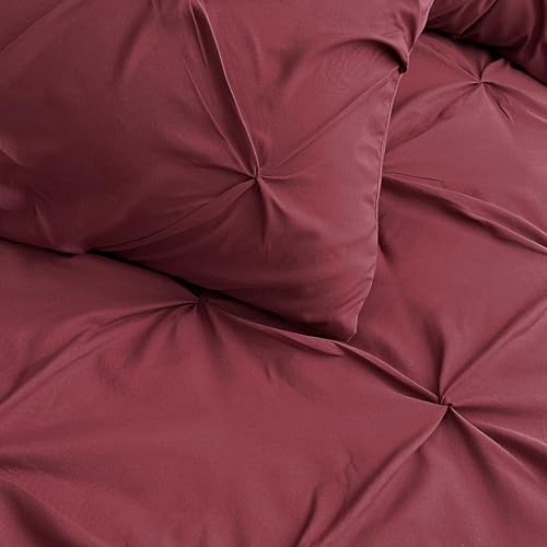 Maple&Stone Burgundy Comforter Set Queen, 7 Pieces Bed in a Bag Queen, Pintuck Bedding Sets with Comforter, Sheets, Pillowcases & Shams - Burgundy Maple&Stone