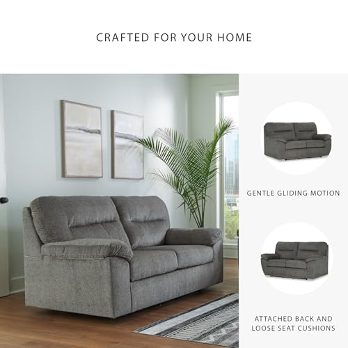 Signature Design by Ashley Bindura Contemporary Glider Loveseat with Non-skid Legs, Light Gray Signature Design by Ashley