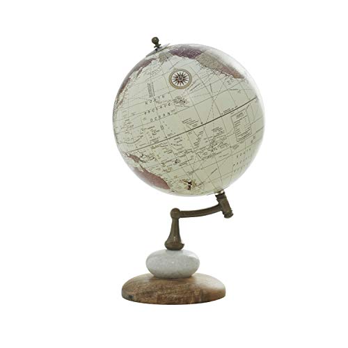 Deco 79 Contemporary Mango Wood Globe Globe, 8" x 8" x 14", Cream Deco 79