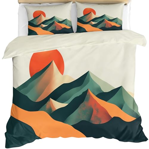 YFIOYI Mountains Duvet Cover Sets, Minimalist Bedding Set, Warm Ultra Soft Microfiber 3 Piece Bedding Set, with Zipper(Long Single) YFIOYI