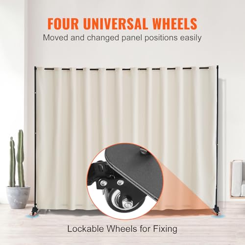 VEVOR Room Divider, Portable Panel Room Divider with Wheels Curtain Divider Stand, Freestanding Room Divider Privacy Screen for Office, Bedroom, Dining Room, Study, Beige VEVOR