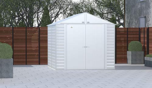 Arrow Sheds 8' x 8' Outdoor Steel Storage Shed, Light Grey Arrow