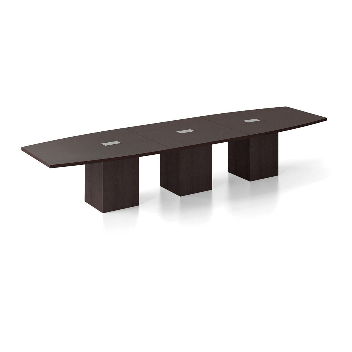 Thaweesuk Shop New 14 FT Espresso Finish Modern Executive Boat Shaped Conference Table Wood Square Cube Legs Doors Grommets Racetrack Room Meeting Desk Boardroom Office 165''L x 47-32''W x 29''H Generic