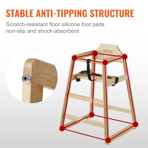 VEVOR Wooden Double Solid Wood Feeding, Eat & Grow Portable High, Easy to Clean Baby Booster Seat, Compact Toddler Chair, Natural VEVOR