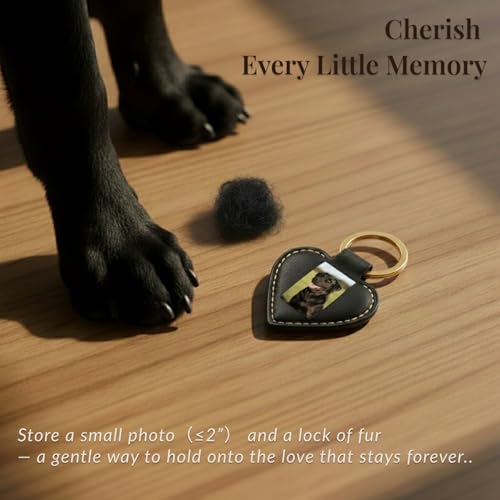 PLUSYYY Pet Fur Keepsake Keychain - Dog Hair & Cat Fur Memory Charm, Pet Memorial Gift for Dog and Cat Lovers (Black)