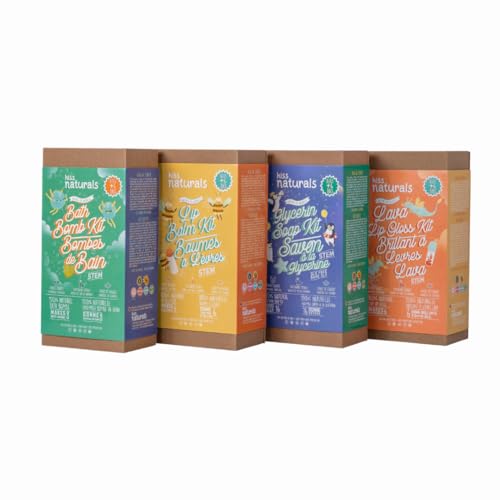 Kiss Naturals - Lip Balm Making Arts & Crafts Kit for Kids - with Organic Safflower Oil, Beeswax, Shea Butter - Stem DIY Body Care - Make 6 Lip Balms - Birthday, Holiday Gift for Girls & Boys Kiss Naturals