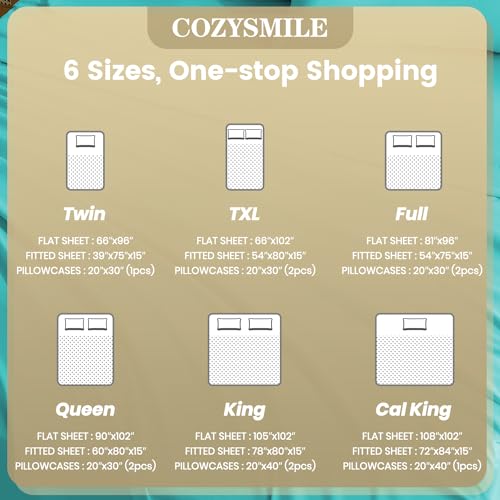 CozySmile Holtel Luxury Twin Size Sheet Set - 3 Piece Soft Microfiber Sheets for Twin Size Bed, 16" Deep Pocket Easy Care Wrinkle Free Cooling Bedding Sheet and Pillowcase Set, Turquoise CozySmile
